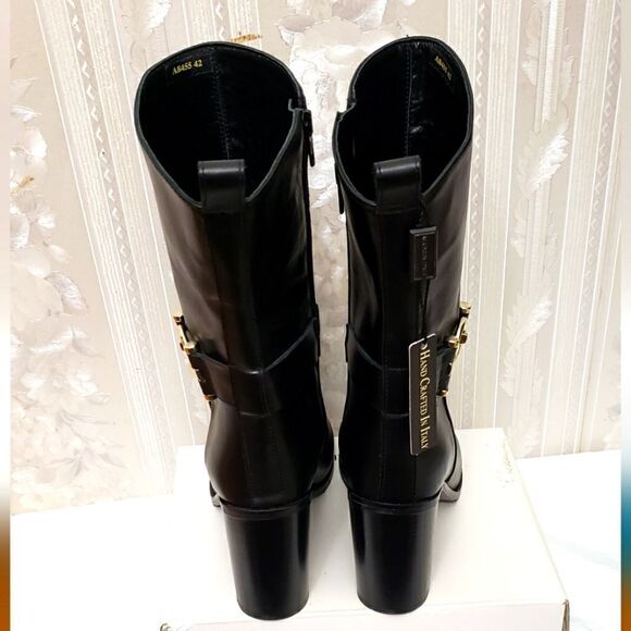 Napoleoni Genuine Leather Ankle Heels Buckle Boots Size 42 or US 11 - Picture 5 of 8